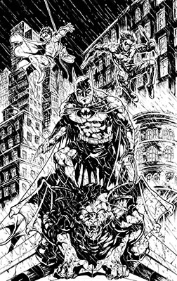 Batman Robin and Nightwing original comic art — traditional ink drawing by Donny Gandakusuma — sold