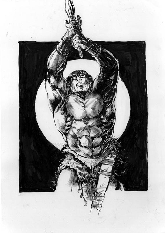 Conan The Barbarian original comic art for sale — traditional ink on paper by Donny Gandakusuma